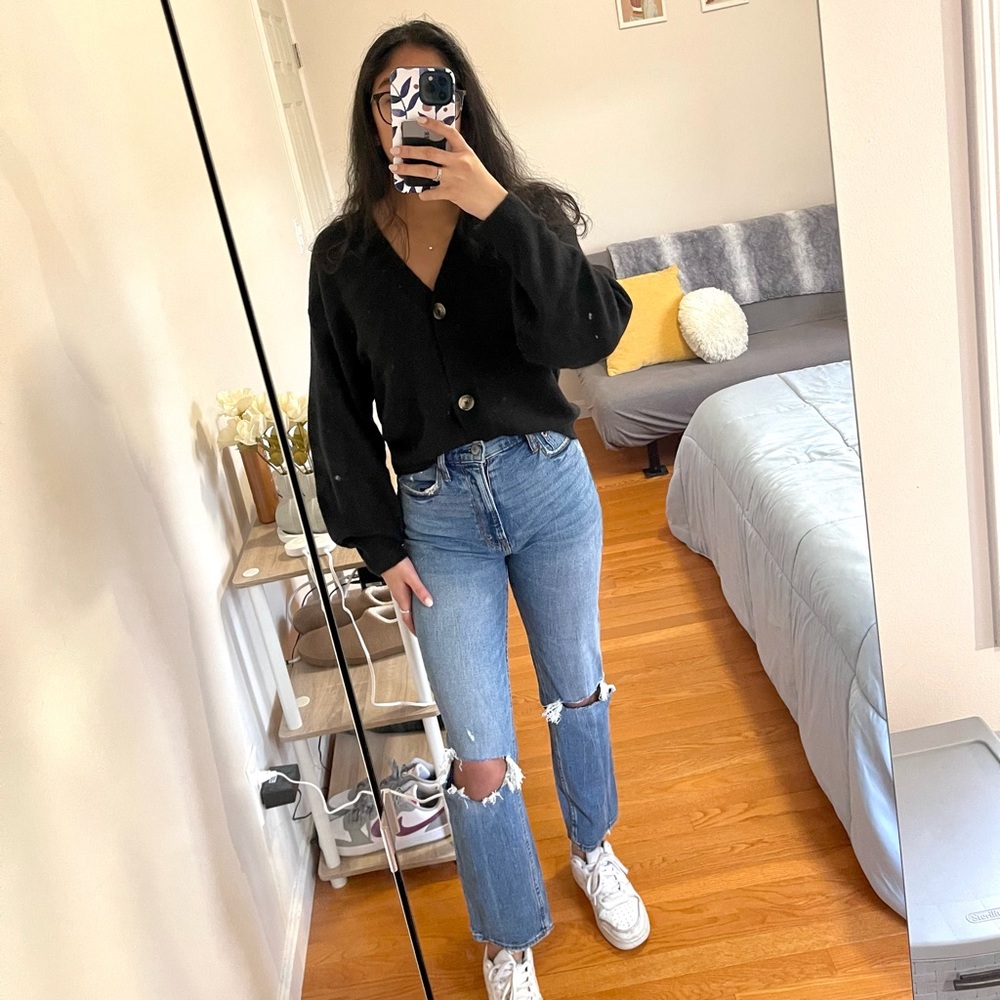 H&M Cardigan Sweater Black Size:S